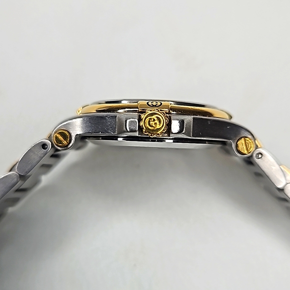 Authentic Gucci Watch 9040L Ladies Dial Quartz Two-Tone Link Date Watch - Picture 10 of 13